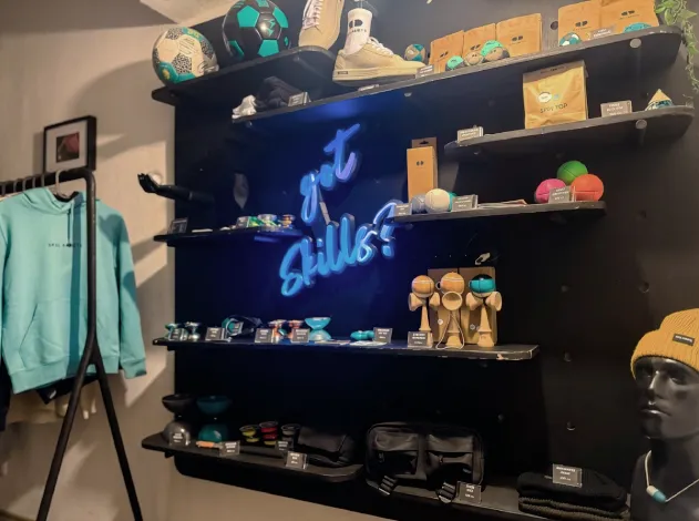 Inside the SkillAddicts shop at Budečská 39, Prague