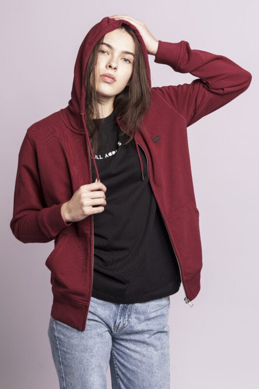 skill addicts pill zipper hoodie burgundy