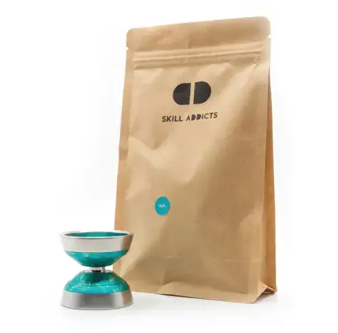 Banger Yoyo in teal with its kraft paper bag